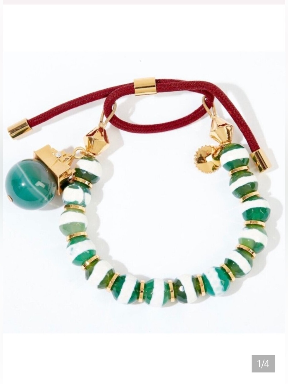 India Hicks The Accomplice Bracelet Green/White, Gold Retired Item - NEW
